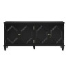 Okak 65.2in Mid Century Sideboard Buffet Cabinet, Accent Cabinet with 4 Doors and 4 Shelves, Storage Cabinet for Living Room, Entryway, Office, Black - 3 of 4