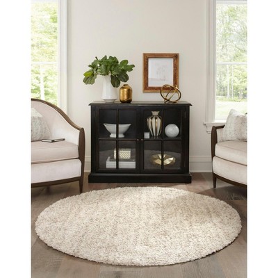 Athena Ivory Geometric Braided Shag Rug - 5' Round
