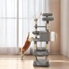 64.6 Inches Large Cat Tree Tower, Tall Cat Activity Center with Hammock, Basket, and Removable Fur Ball Sticks, Cat Condo Cat Houses for Indoor Cats - 4 of 4