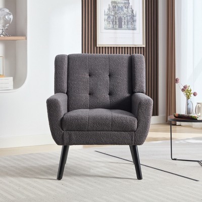 BABYYER Accent Barrel Chair, Upholstered Fabric Reading Chair, Midcentury Modern Armchair with Black Legs for Living Room and Bedroom