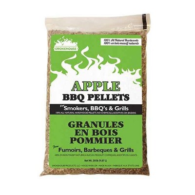 Smokehouse 9770-040-0000 Apple Wood BBQ Smoker & Grill Smoking 100 Percent Natural Hardwood Wood Pellets, 20 Pound Bag