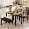 4-Piece Industrial Dining Set, Wooden Kitchen Table with Upholstered Bench & 2 Cushioned Chairs, Compact Dinette for Apartments, Kitchen, Studio - 4 of 4