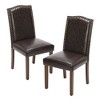 Zeus & Ruta Modern Armless Dining Chairs with Upholstered Fabric, Nailhead Trim & Wood Legs - Set of 2 - 2 of 4