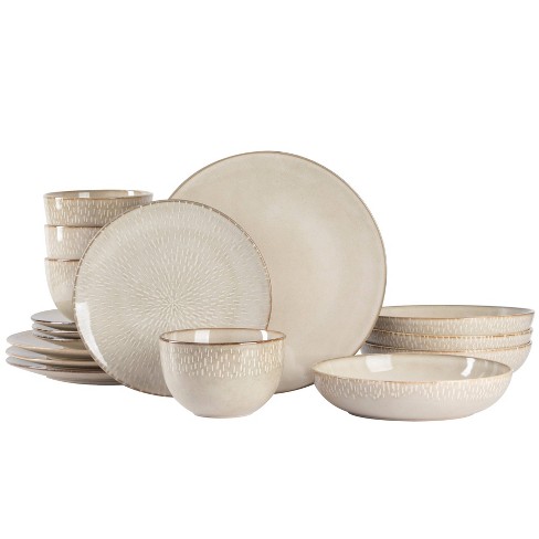 16pc Stoneware Matisse Dinnerware Set Taupe - Gibson Elite