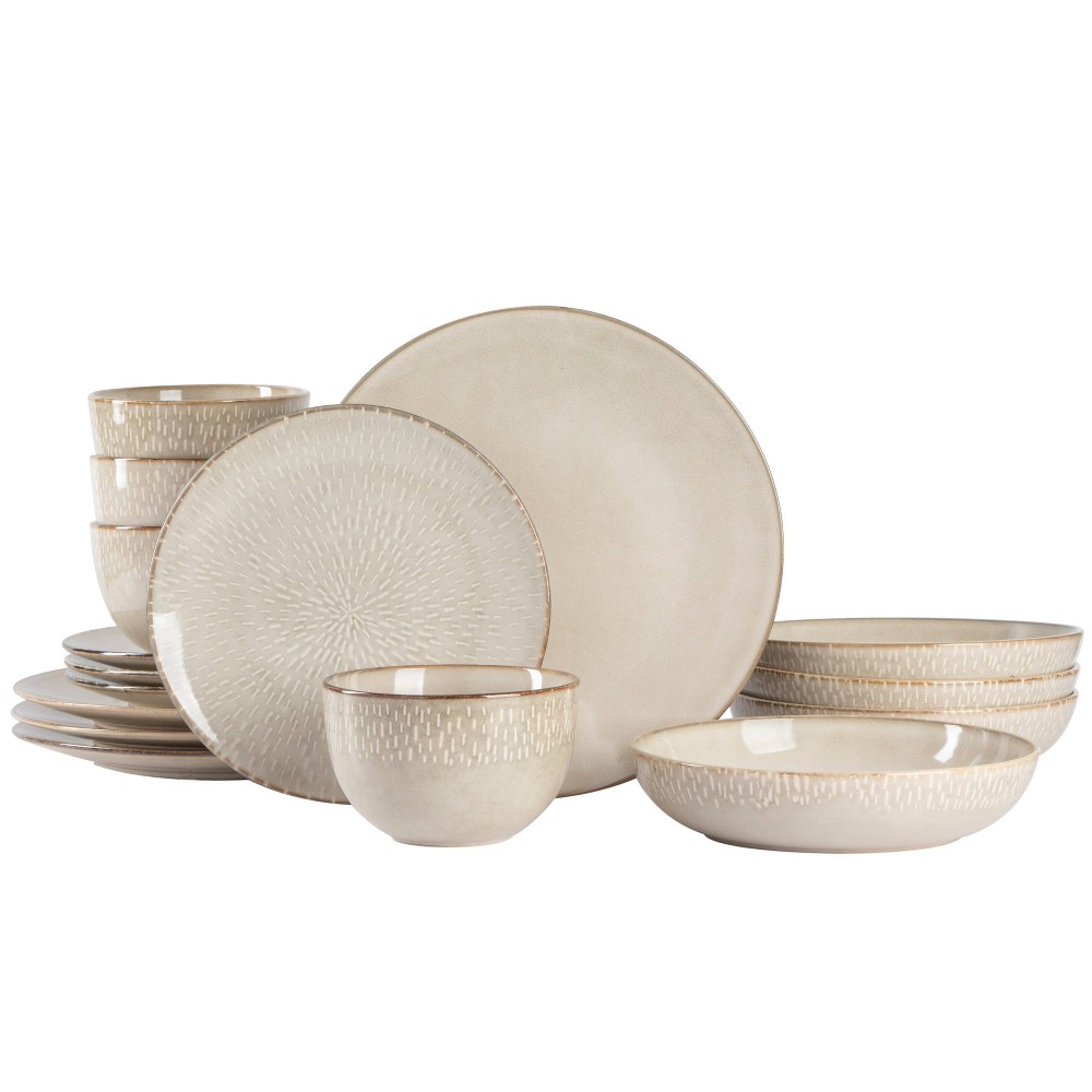 Photos - Other kitchen utensils 16pc Stoneware Matisse Dinnerware Set Taupe - Gibson Elite