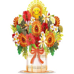 Paper Love HugePop Happy Bouquet Pop Up Card, with Detachable Paper Bouquet, for Fall, Thanksgiving, All Occasions - Jumbo 10" x 14" Card - 1 of 4