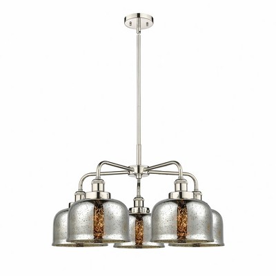 Bell - 5 Light Stem Hung Chandelier In Art Deco Style-14.75 Inches Tall and 26 Inches Wide
