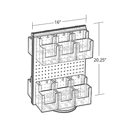 Clear Plastic Double-Sided Revolving Pegboard Display with Brochure Pockets