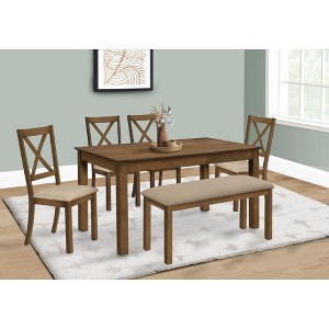 Monarch Specialties Bench 42 inch Rectangular Wood Upholstered Dining Room Kitchen Entryway Brown And Beige Transitional - 1 of 4