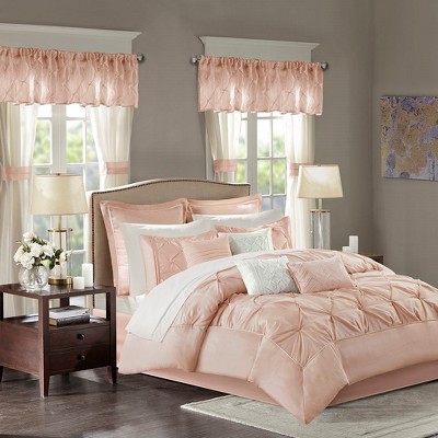 24 Pcs Essentials RIAB Faux Silk Bedding Set, Luxury Lavish Tufted Detailed Comforter for All Season, Solid Royal Style Traditional Prime Cozy Bed Set