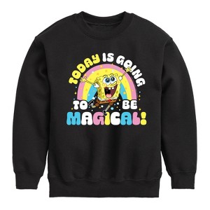 Boys' - SpongeBob SquarePants - Today Is Going To Be Magical Graphic Long Sleeve Fleece Sweatshirt - 1 of 4