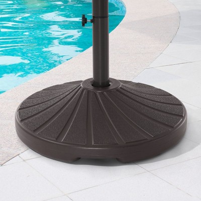 Sonkuki HDPE 90LBS Patio Round Market Umbrella Base Filled With Sand or Water, Dark Brown