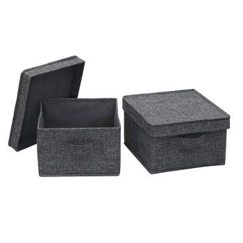 Household Essentials Set of 2 Medium Storage Boxes with Lids Graphite Linen