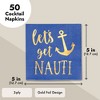 Juvale 50 Pack Nauti Bachelorette Disposable Napkins for Bridal Shower, Blue with Gold Foil Accents, 5x5 In - 3 of 4