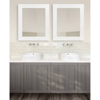 Rustic White 40.5'' Full-Length Wood Vanity Mirror