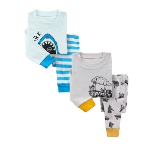 BenBen Trains/Sharks 2 Pack Kids Pajamas - 1 of 3