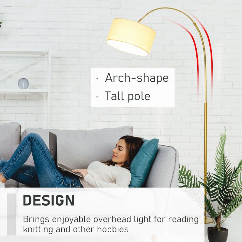 70.5''Arch Shape Floor Lamp Floor Standing Arc Lamp Arc Floor Reading Lamps With Flexible Shade Head, Metal Round Base(Bulb Not Included)-The Pop Home, 2 of 8