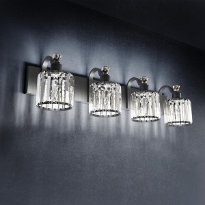 Modern Matte Black Crystal Bathroom Vanity Light, 4/5/6-Light Over Mirror Fixtures, E26 Base Bath Wall Lighting for Vanity & Bathroom Mirrors - 1 of 4