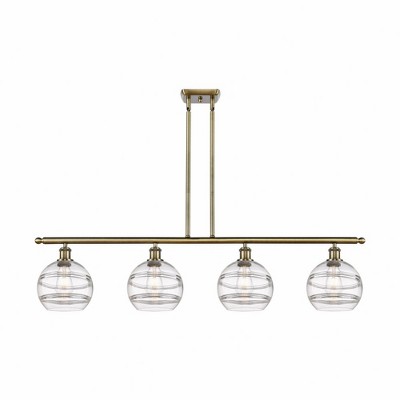 Rochester - 4 Light Stem Hung Island In Industrial Style-10.38 Inches Tall and 48 Inches Wide