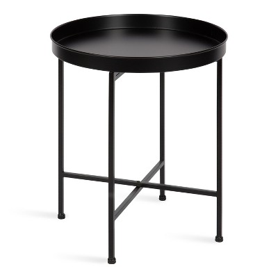 Kate and Laurel Celia Round Metal Side Table, 18.25x18.25x22, Black