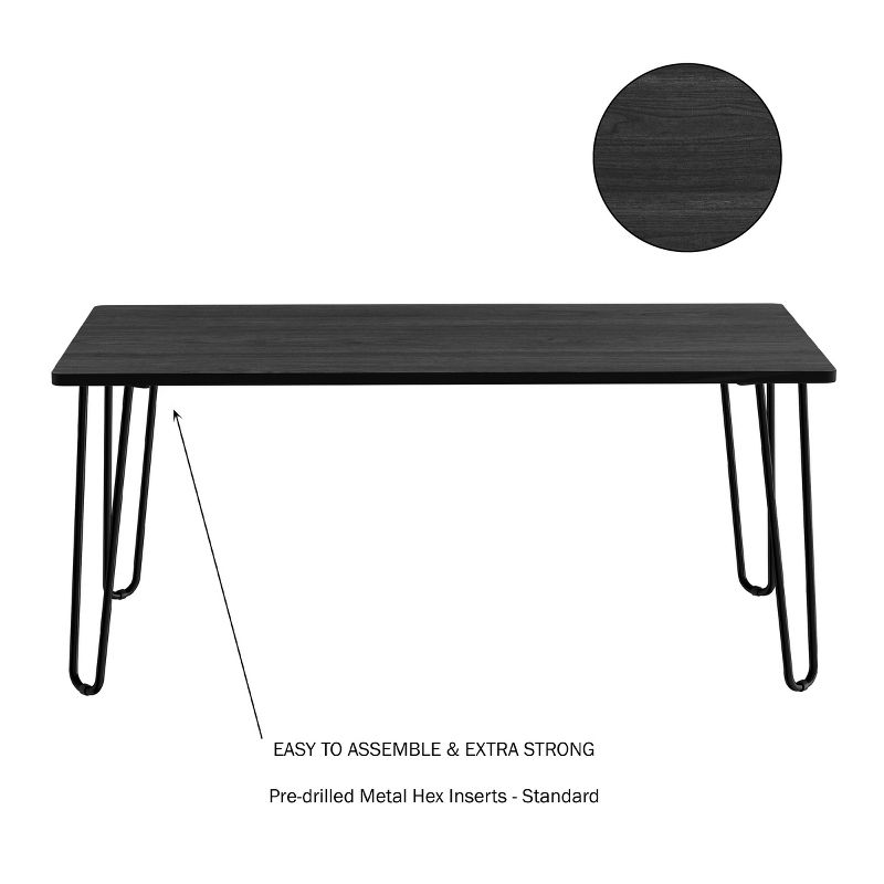 Lavish Home Modern Coffee Table with Hairpin Legs - Modern Industrial, 3 of 8