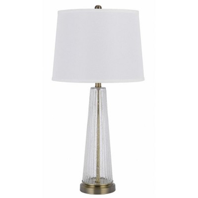 Cal Lighting 150W 3 Way Huxley Glass Table lamp with hardback Fabric Shade (Sold in Pairs)