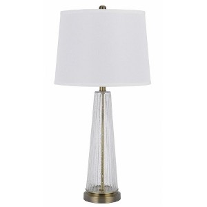 Cal Lighting 150W 3 Way Huxley Glass Table lamp with hardback Fabric Shade (Sold in Pairs) - 1 of 1