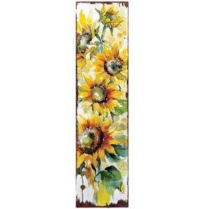HomeRoots 36" White Yellow And Green Sunflowers Solid Wood Porch Sign - 1 of 4