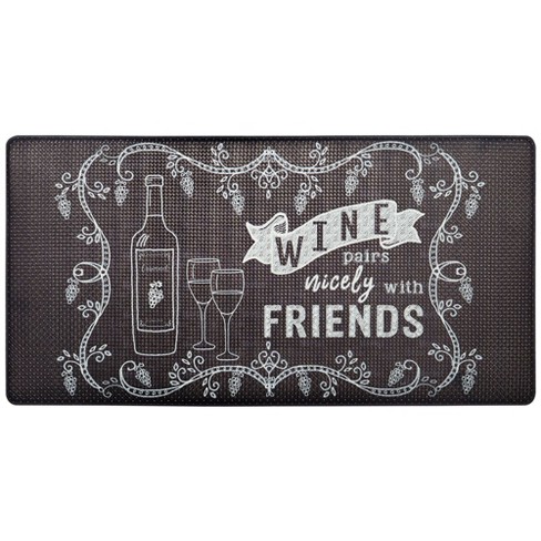 NICOLE MILLER NEW YORK Wine Pairs Nicely Anti-Fatigue Kitchen Mat, Dark Brown/White, 20"x39" - image 1 of 3