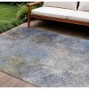 Denim Blue And Ivory Abstract Washable Indoor Outdoor Area Rug - 2 of 4