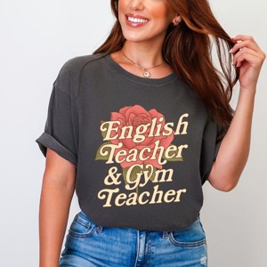 English Teacher + Gym Teacher Rose - Womens Garment Dyed Tee - 1 of 4