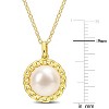 EVERLY JEWELRY | Yellow Plated Sterling Silver 9-9.5mm Cultured Freshwater Pearl Halo Link Pendant with Chain - 18 in - 3 of 4
