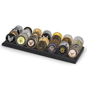 Americanflat 12x4 Challenge Coin Display with 4 Rows in Black - Military Coin Display Stand in Solid Engineered Wood - 1 of 4