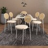 LeisureMod Velvet Dining Chair with Rattan Back, Set of 4 Side Kitchen Chair with Stainless Steel Base Euston Collection - 3 of 4