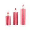 Transpac Glass Stripe Candle Decor Set of 3 Decorative Sculptures for Christmas Red Tabletop Battery Operated Indoor Gifts - 3 of 4