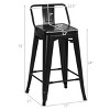 Costway Set of 4 Low Back Metal Counter Stool 24'' Seat Height Industrial Bar Stools GunBlack - 3 of 4