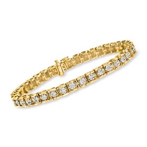 Ross-Simons 2.00 ct. t.w. Diamond Cluster Tennis Bracelet in 18kt Gold Over Sterling - 1 of 3