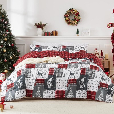 GustoWave Reversible Christmas Comforter Bedding Set with Comforter and Pillow Shams