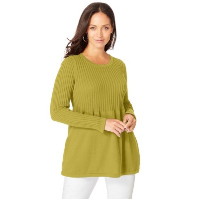 Jessica London Women's Plus Size Ribbed Baby Doll Tunic Sweater