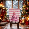 Unique Bargains Dining Chair Slipcovers Linen Pink 22.83"x19.29" 1Pcs - 2 of 4