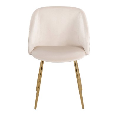White Velvet Upholstered Arm Chair with Metal Legs