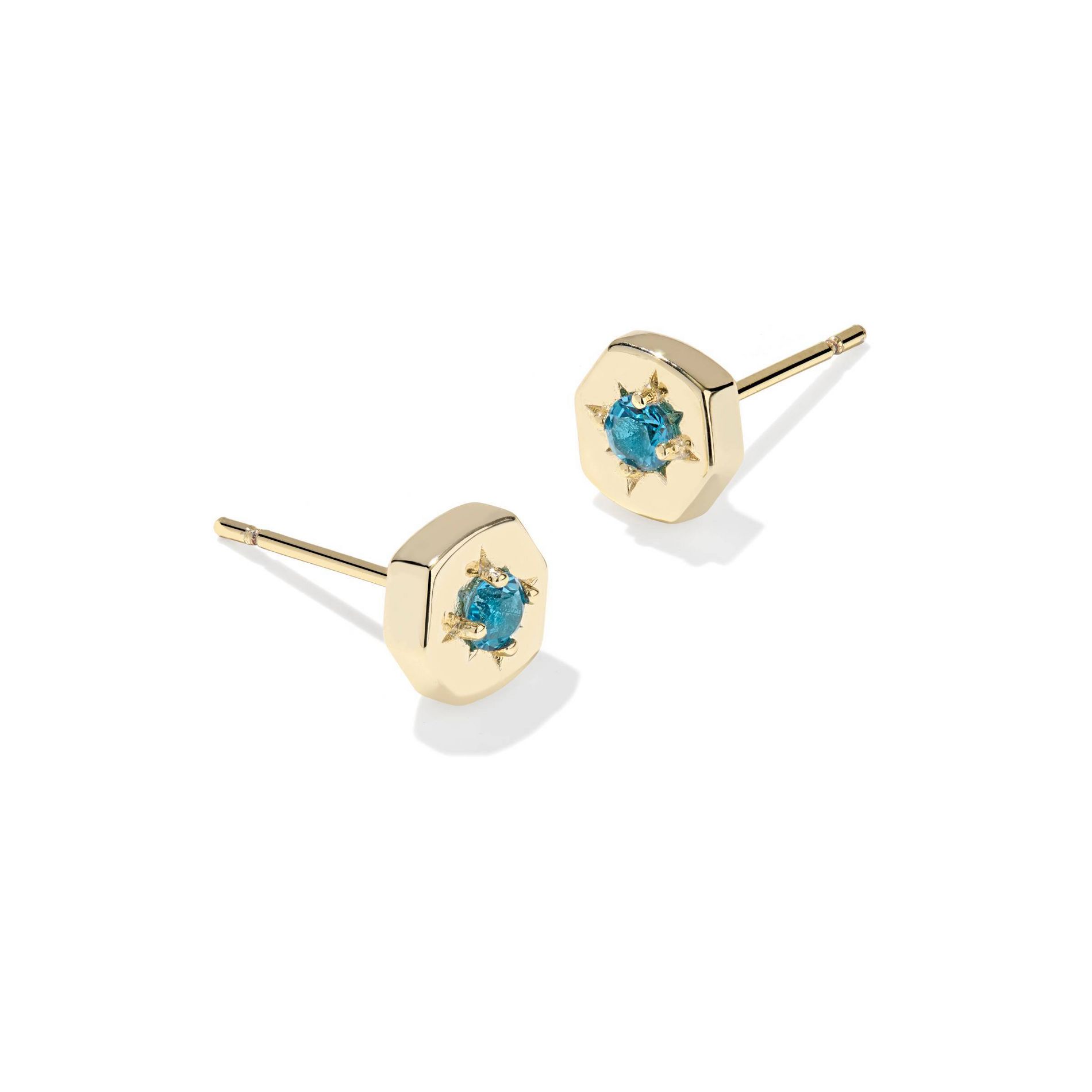 Kendra Scott Riley Stud Earrings - Gold/London Blue