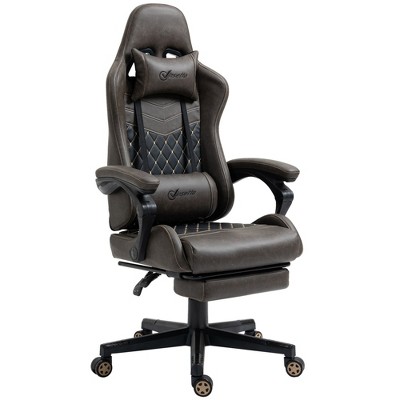 NicBex 300lbs Swivel Gaming Chair with Adjustable Height,Lumbar&Head Pillow,Ergonomics Office Chairs Recliner Video Game Chaise for Office&Home,Brown