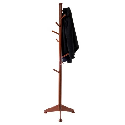 Lily Walnut Finish Solid Wood 9-Peg Coat Tree