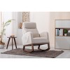 XIYUYEU Linen Upholstered Accent Chair with Wood Legs and Side Pocket,Modern Rocking Chairs with High Back for Bedroom,Reading Room - 2 of 4