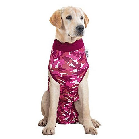 Suitical Recovery Suit For Dogs With Click Up System 26.4 29.9 Inches Neck To Tail Large Pink Camouflage Target