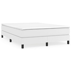 vidaXL Full Size Box Spring Bed Frame, Modern Style, White Faux Leather, Comfortable and Durable Design with Engineered Wood Construction - 1 of 4