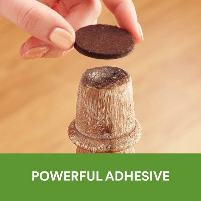 Brown Self-Adhesive Round Felt Furniture Pads, 1.5" Diameter, 24-Pack