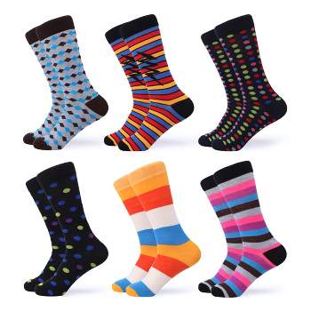 Gallery Seven Men's Funky Colorful Dress Socks 6 Pack