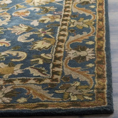 Handmade Blue and Gold Wool Tufted Runner Rug